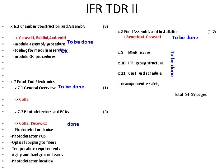 IFR TDR II • -> Carassiti, Baldini, Andreotti -module assembly procedure To be done