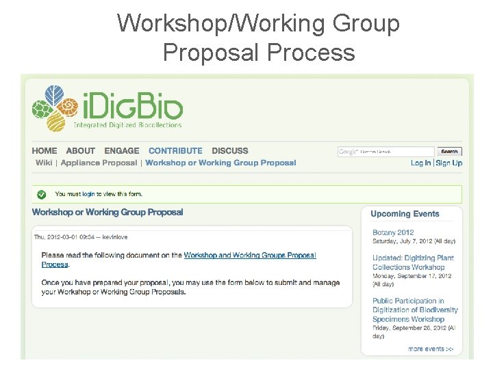 Workshop/Working Group Proposal Process 