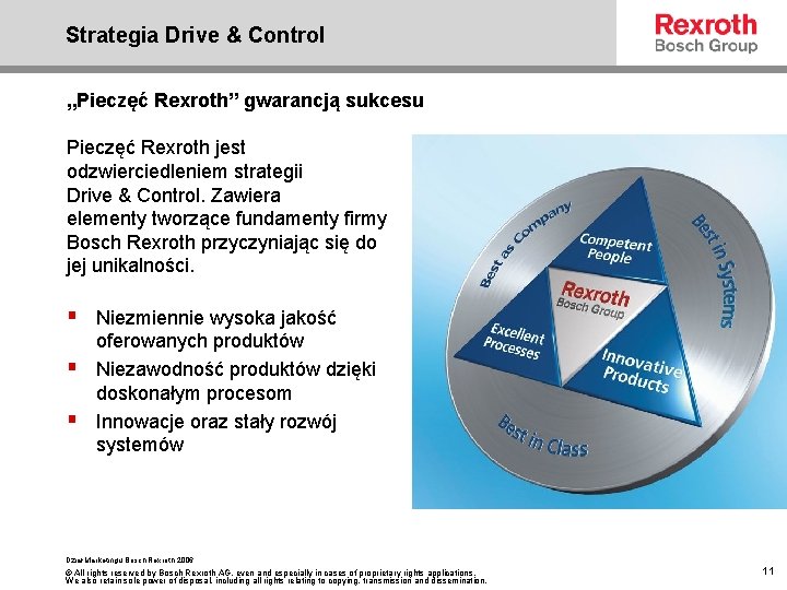 Strategia Drive & Control „Pieczęć Rexroth” gwarancją sukcesu Pieczęć Rexroth jest odzwierciedleniem strategii Drive