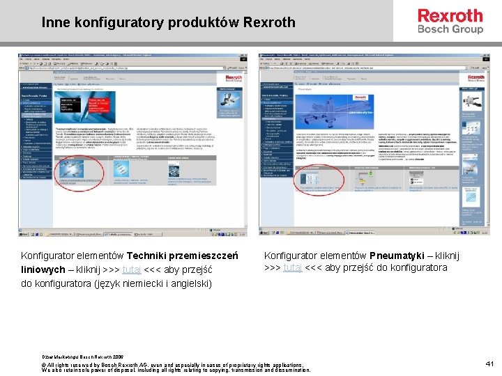 Inne konfiguratory produktów Rexroth Konfigurator elementów Techniki przemieszczeń liniowych – kliknij >>> tutaj <<<