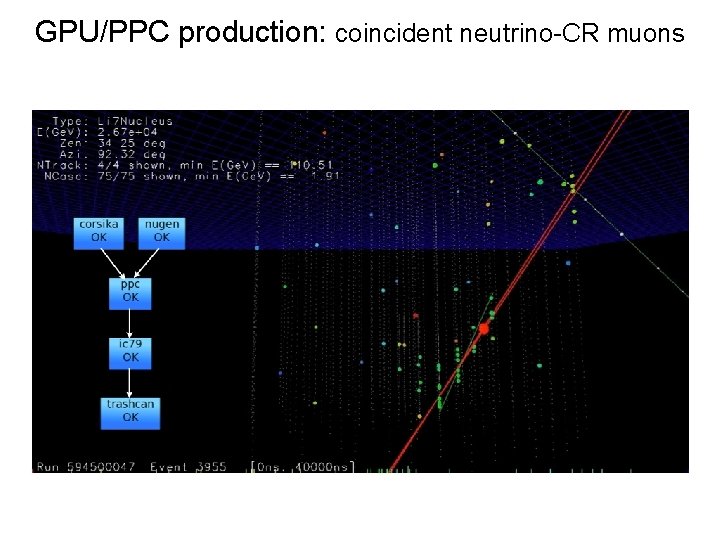 GPU/PPC production: coincident neutrino-CR muons 