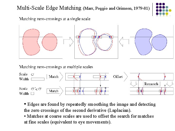Multi-Scale Edge Matching (Marr, Poggio and Grimson, 1979 -81) • Edges are found by