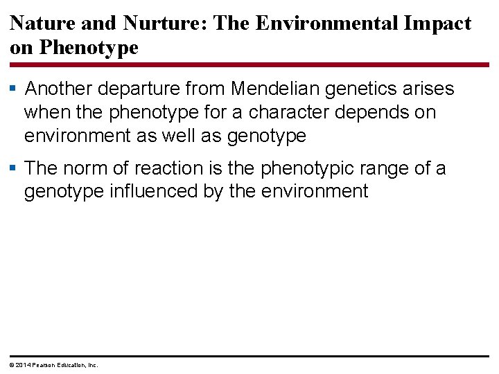 Nature and Nurture: The Environmental Impact on Phenotype § Another departure from Mendelian genetics