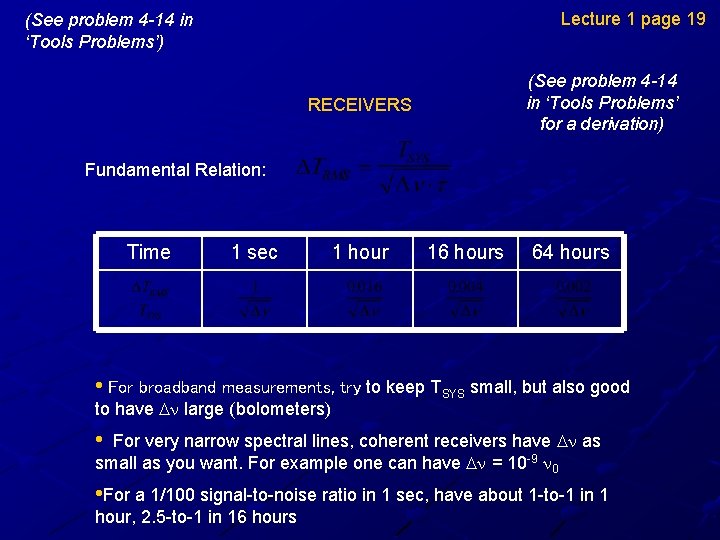 Lecture 1 page 19 (See problem 4 -14 in ‘Tools Problems’) (See problem 4