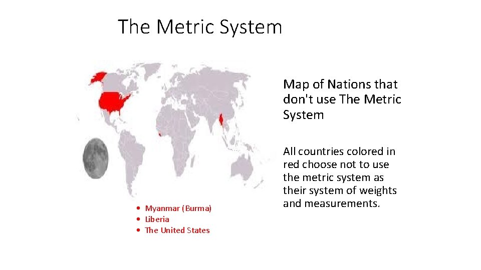 The Metric System Map of Nations that don't use The Metric System • Myanmar