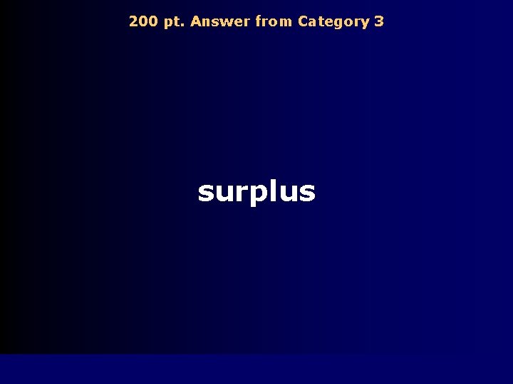 200 pt. Answer from Category 3 surplus 