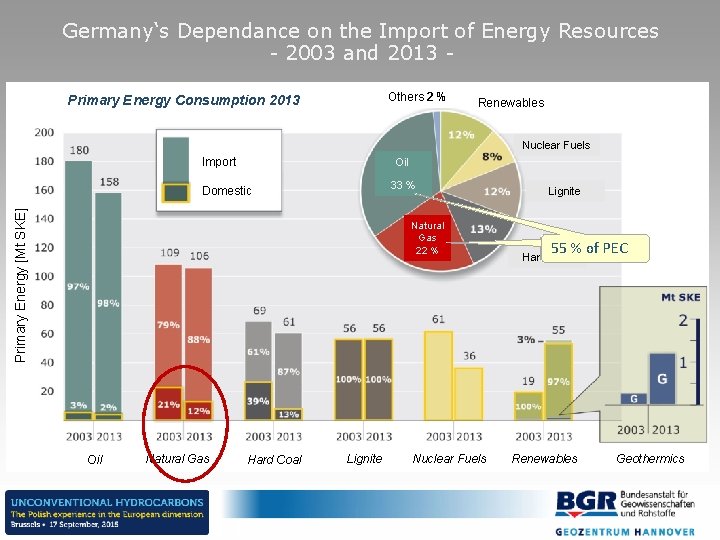 Germany‘s Dependance on the Import of Energy Resources - 2003 and 2013 Others 2