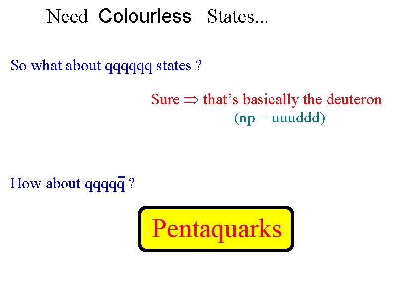 Need Colourless States. . . So what about qqqqqq states ? Sure that’s basically