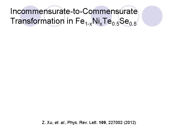 Incommensurate-to-Commensurate Transformation in Fe 1 -x. Nix. Te 0. 5 Se 0. 5 Z.