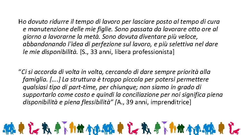 Ho dovuto ridurre il tempo di lavoro per lasciare posto al tempo di cura