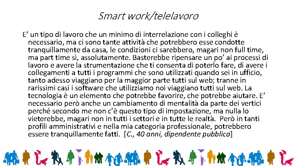 Smart work/telelavoro E’ un tipo di lavoro che un minimo di interrelazione con i