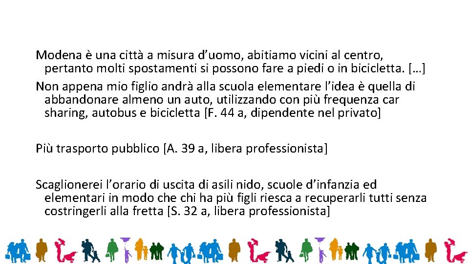 Modena è una città a misura d’uomo, abitiamo vicini al centro, pertanto molti spostamenti