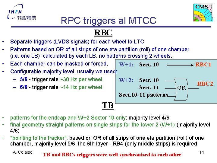 RPC triggers al MTCC RBC • • Separate triggers (LVDS signals) for each wheel