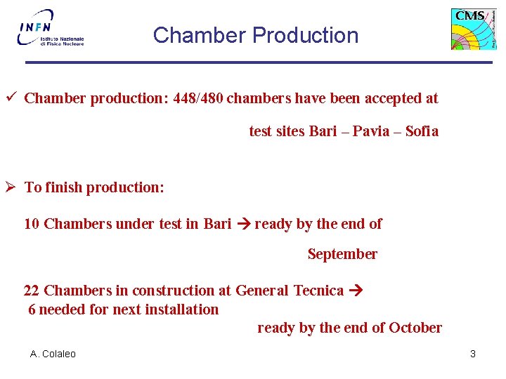  Chamber Production ü Chamber production: 448/480 chambers have been accepted at test sites