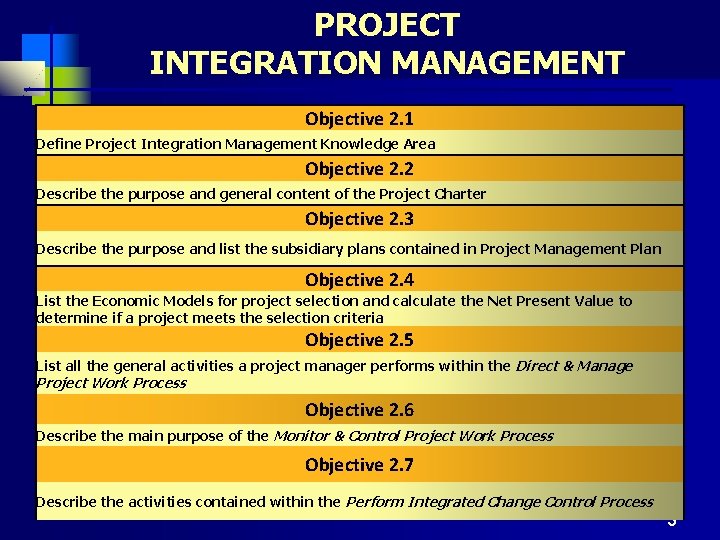 PROJECT INTEGRATION MANAGEMENT Objective 2. 1 Define Project Integration Management Knowledge Area Objective 2.