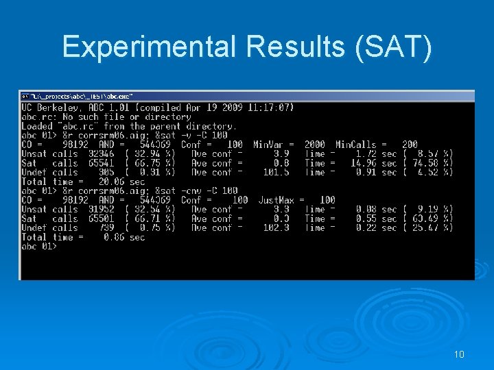 Experimental Results (SAT) 10 