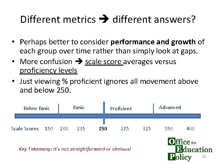 Different metrics different answers? • Perhaps better to consider performance and growth of each