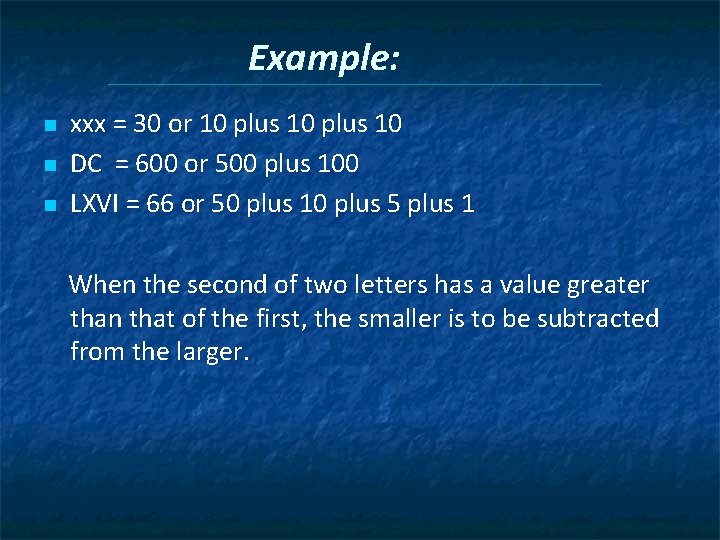 Example: n n n xxx = 30 or 10 plus 10 DC = 600