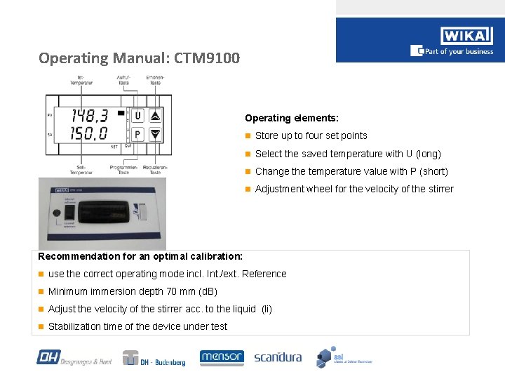 Operating Manual: CTM 9100 -150 Operating elements: n Store up to four set points