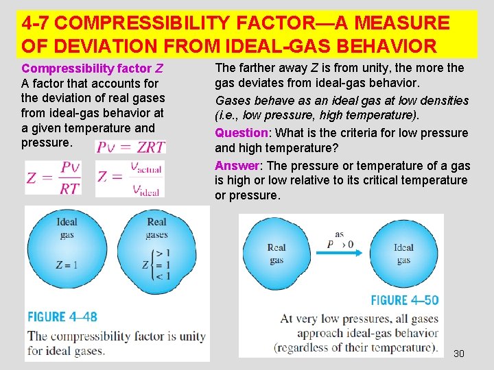 4 -7 COMPRESSIBILITY FACTOR—A MEASURE OF DEVIATION FROM IDEAL-GAS BEHAVIOR Compressibility factor Z A