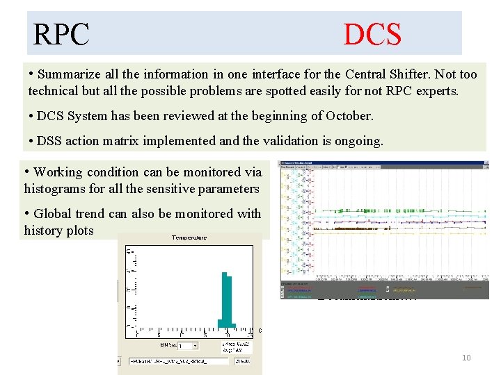 RPC DCS • Summarize all the information in one interface for the Central Shifter.