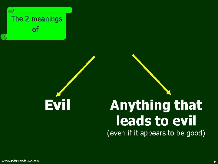 The 2 meanings of Evil Anything that leads to evil (even if it appears