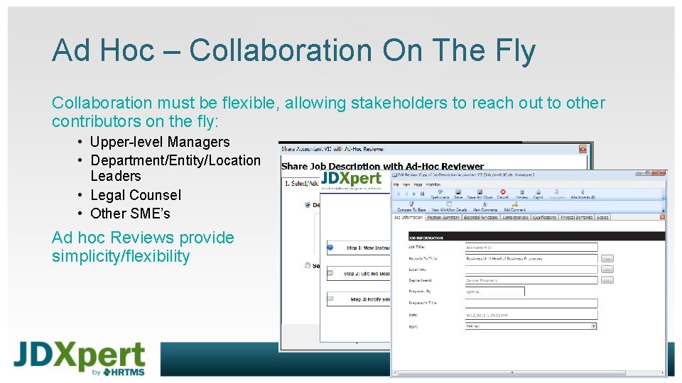 Ad Hoc – Collaboration On The Fly Collaboration must be flexible, allowing stakeholders to