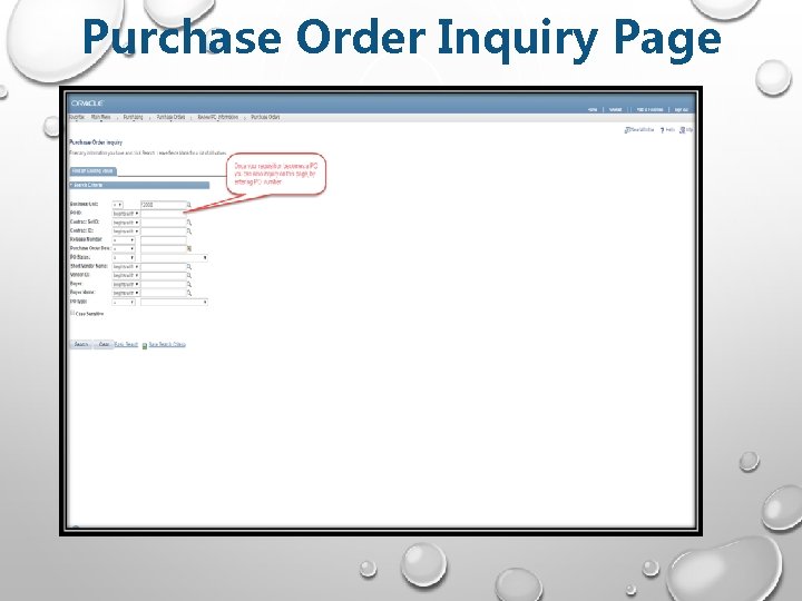 Purchase Order Inquiry Page 