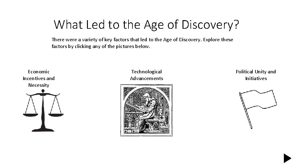 What Led to the Age of Discovery? There were a variety of key factors