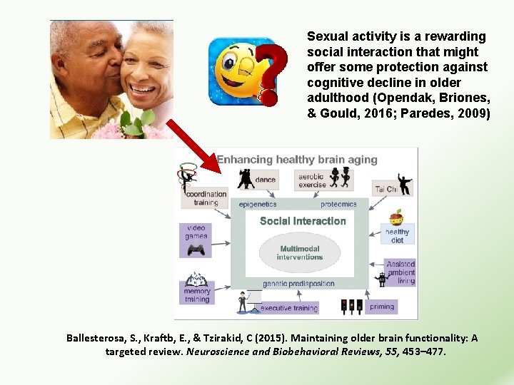 Sexual activity is a rewarding social interaction that might offer some protection against cognitive