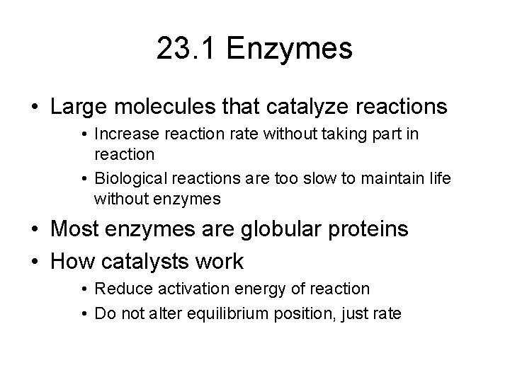 Biochemistry Chapter 23 Enzymes Problem Sets PS 1