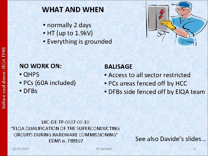 WHAT AND WHEN Before cool down: El. QA TP 4 B • normally 2