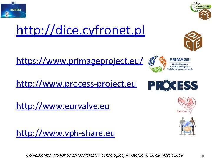 http: //dice. cyfronet. pl https: //www. primageproject. eu/ http: //www. process-project. eu http: //www.