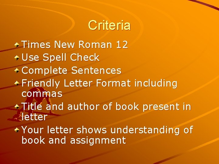 Criteria Times New Roman 12 Use Spell Check Complete Sentences Friendly Letter Format including