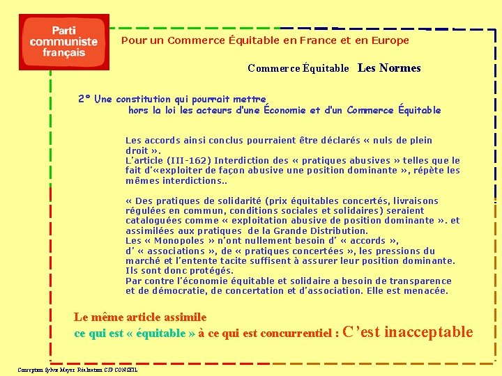 Pour un Commerce Équitable en France et en Europe Commerce Équitable Les Normes 2°