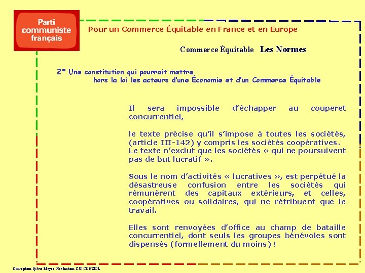 Pour un Commerce Équitable en France et en Europe Commerce Équitable Les Normes 2°