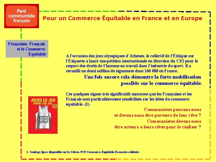 Pour un Commerce Équitable en France et en Europe Françaises Français et le Commerce