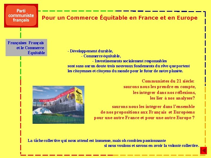 Pour un Commerce Équitable en France et en Europe Françaises Français et le Commerce