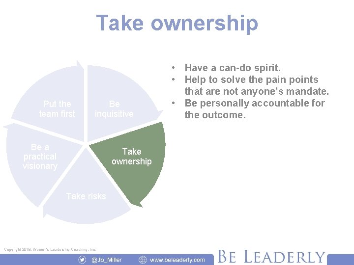 Take ownership Put the team first Be inquisitive • Have a can-do spirit. •