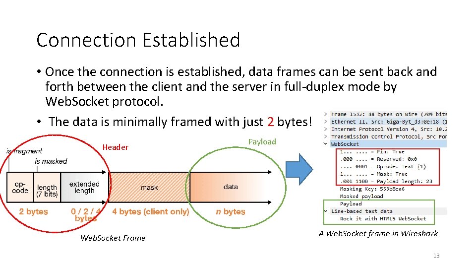 Connection Established • Once the connection is established, data frames can be sent back