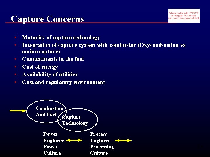 Capture Concerns • Maturity of capture technology • Integration of capture system with combustor