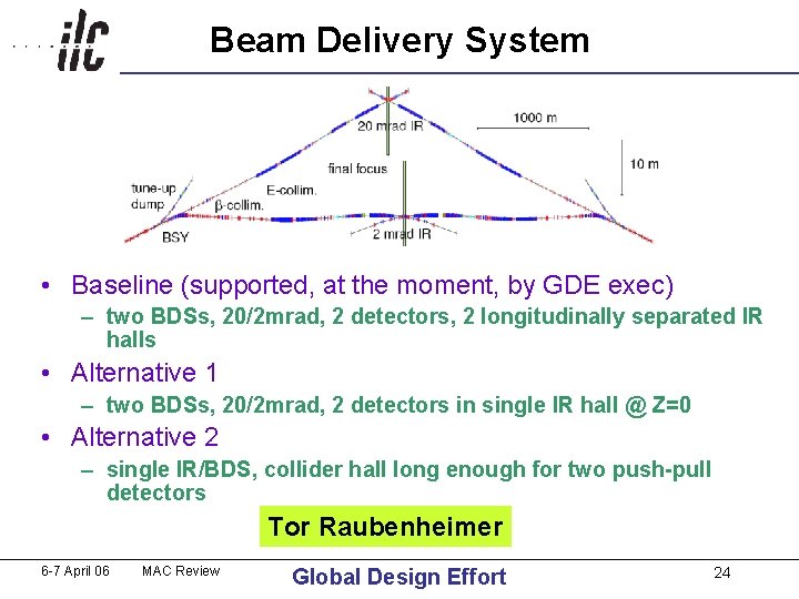 Beam Delivery System • Baseline (supported, at the moment, by GDE exec) – two