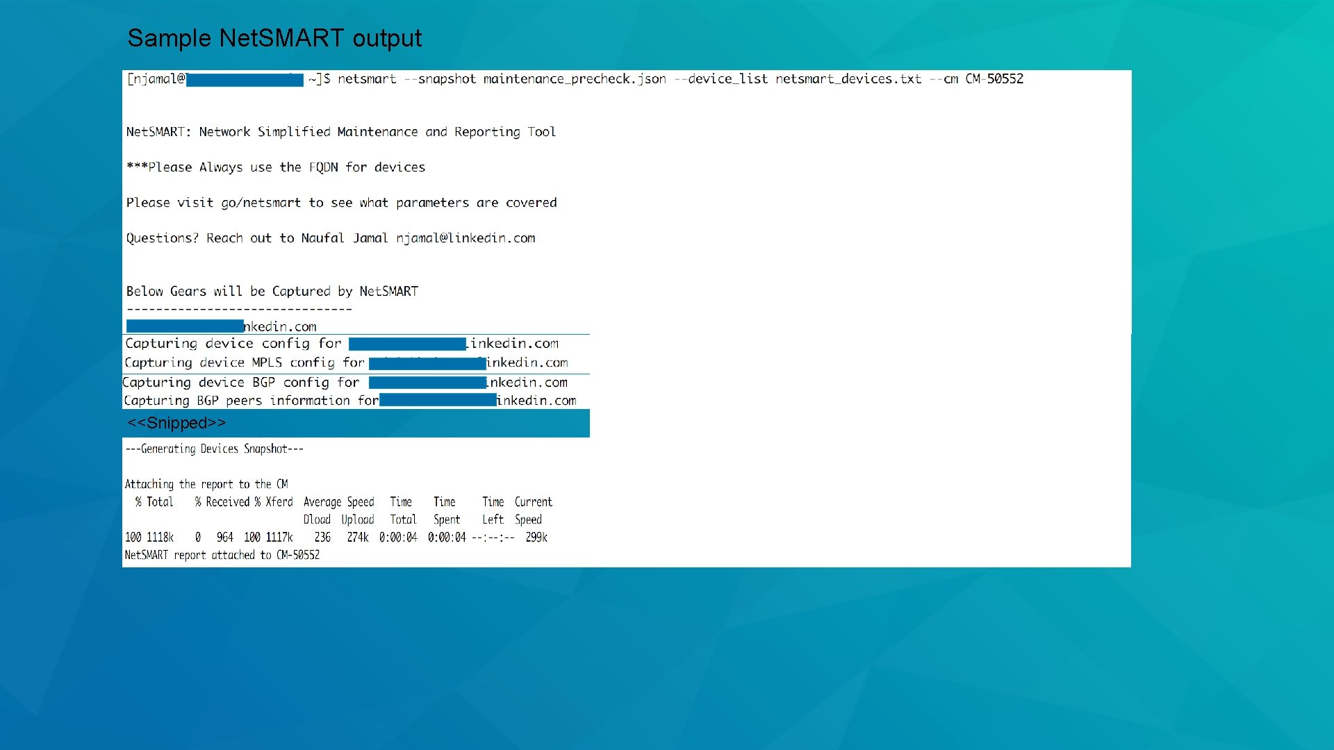 Sample Net. SMART output <<Snipped>> 