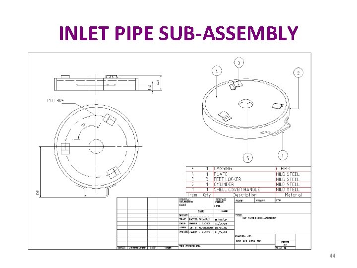 INLET PIPE SUB-ASSEMBLY 44 