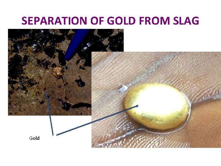 SEPARATION OF GOLD FROM SLAG Gold 