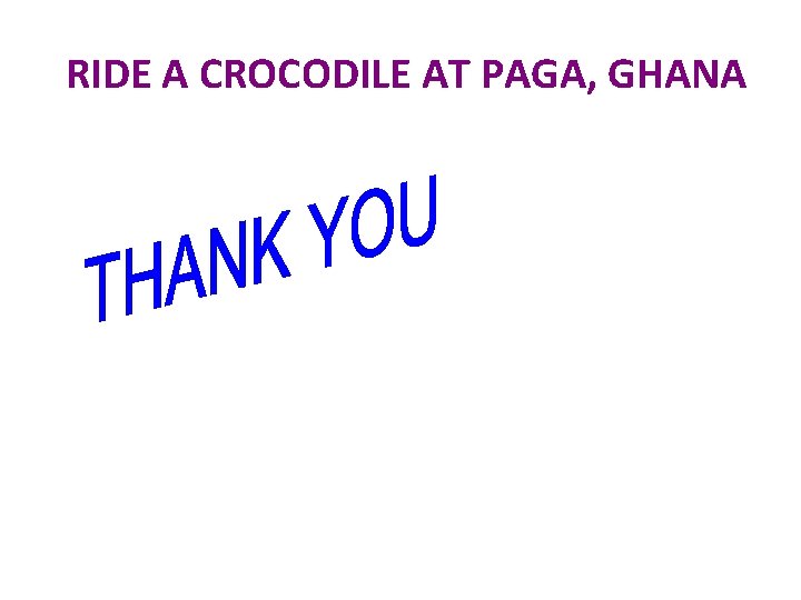 RIDE A CROCODILE AT PAGA, GHANA 