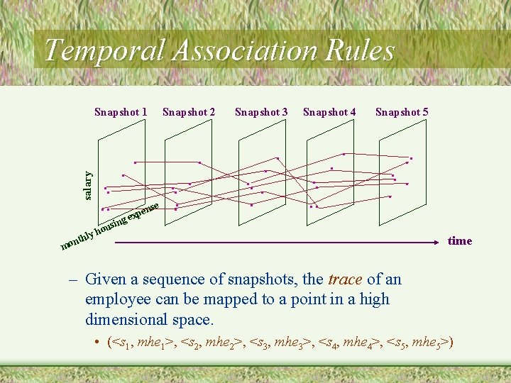 Temporal Association Rules salary Snapshot 1 h ont . . ly . ing s