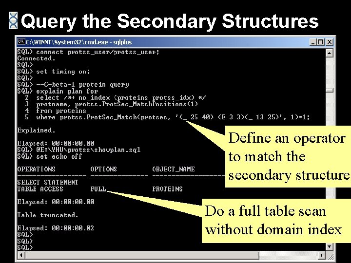 Query the Secondary Structures Define an operator to match the secondary structure. Do a