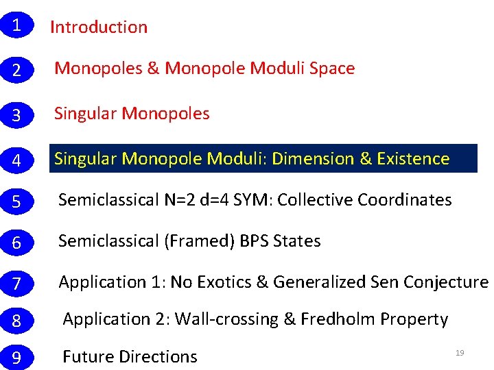 1 Introduction 2 Monopoles & Monopole Moduli Space 3 Singular Monopoles 4 Singular Monopole