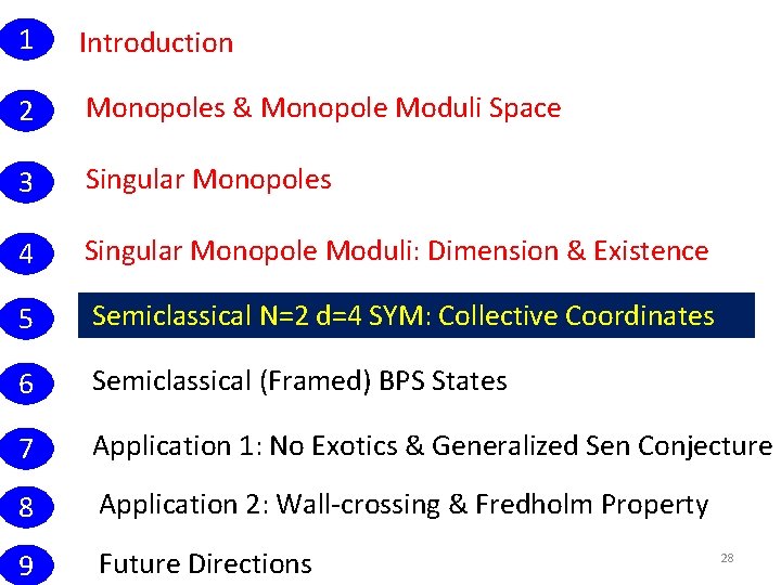 1 Introduction 2 Monopoles & Monopole Moduli Space 3 Singular Monopoles 4 Singular Monopole
